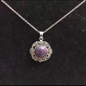 Purple turquoise and marcasite necklace